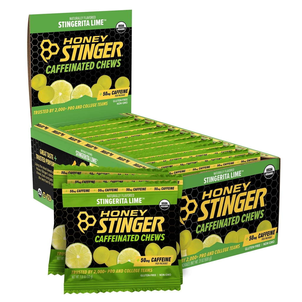 Honey Stinger Stingerita Lime Caffeinated Energy Chew, gluten Free, s kofeinem, pro cvičení, běh a výkon, Sportovní výživa pro domácí & Gym, Pre a střední cvičení, 12 Pack