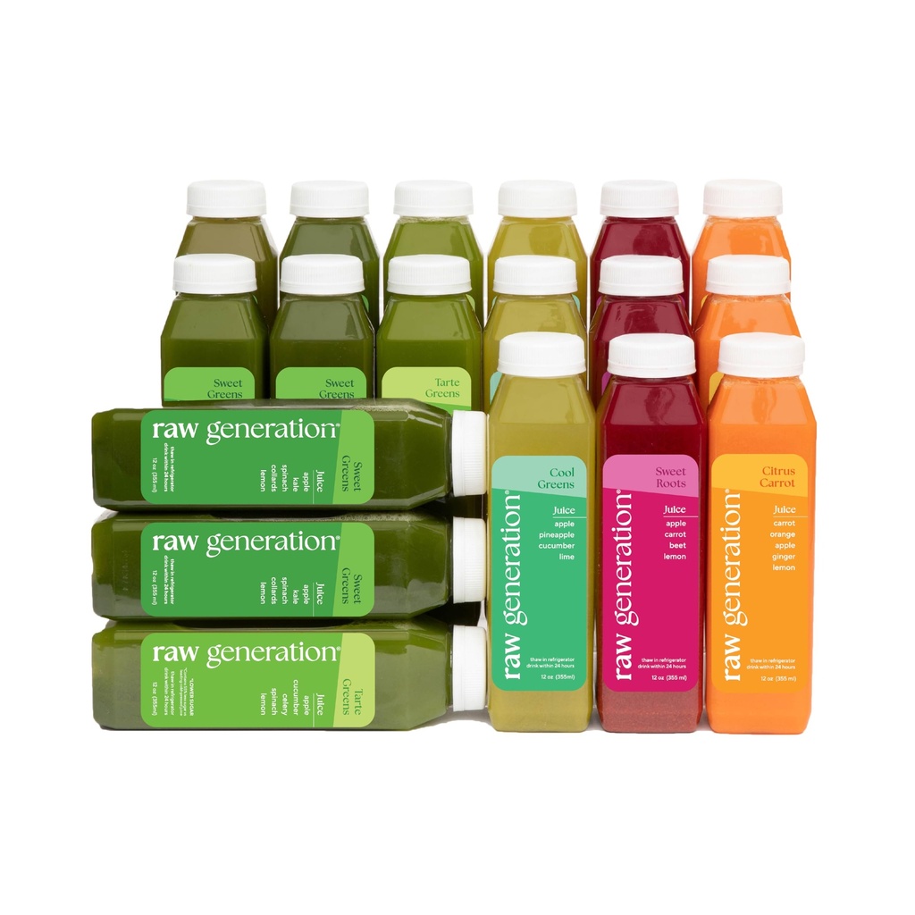 Raw Generation Skinny Cleanse - 3- Day Juice Cleanse for Weight Loss, Detox, Reduced Bloating & Increated Energy - 18 Cold- Pressed Juices to Crush Crawings & Reset Your Diet