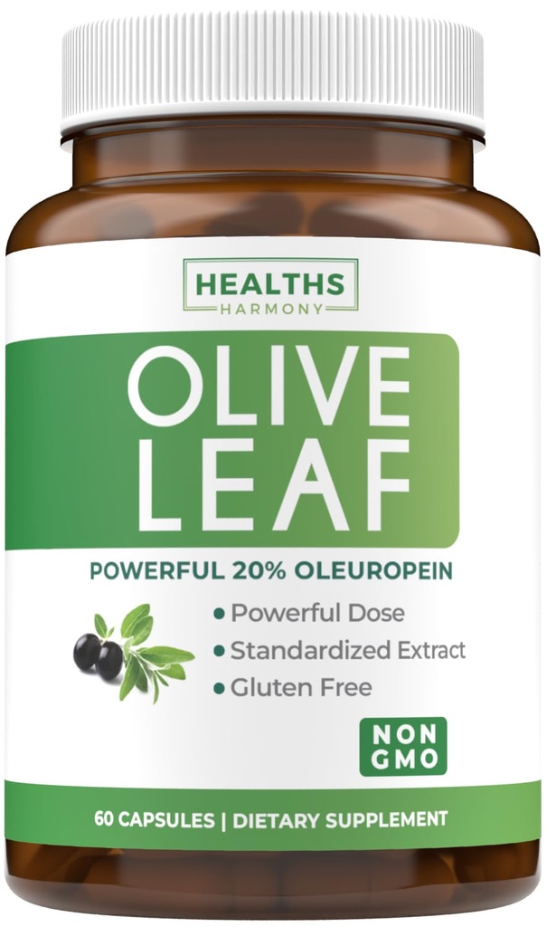 Super síla Olive Leaf Extract Kapsle - Vegan Non- GMO 750mg Olive Extract s 20% Oleuropein Antioxidant Supplemente for Immunity Skin and Heart Health Support - Vyrobeno v USA (2 Měsíční dodávka)