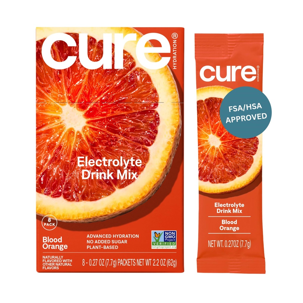 Hydratační roztok 124; Plant- Based Electrolyte Drink Mix 124; No Add Sugar Creditor 124; Dehydratace Relief Powder Made with Coconut Water Cauptor 124; Non- GMO CUP124; Vegan CUP124; Box of 8 Packets - Blood Orange