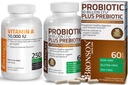 Bronson Probiotic 50 miliard CFU + Prebiotic s jablečným polyfenolem a ananasovým ovocným extraktem + vitamín A 10 000 IU Premium Non- GMO Formule