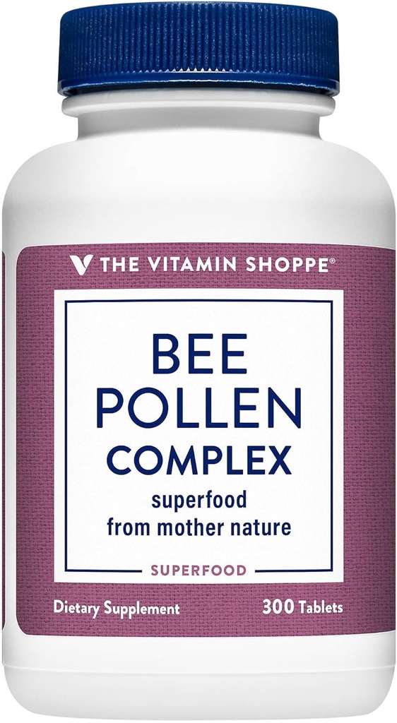 Vitamin Shoppe Bee Pollen Complex 1.000MG, Superfood s Bee Propolis a Royal Jelly, Sezónní imunitní systém Podpora (300 Tablety)