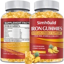 1 Pack Vegan 80MG Železné gumy pro ženy a muže - Vitamin A, C, B pro dospělé a děti - Krev & Builder & Energy Support for Iron Deficiency, Anémie - 60 Počítá ananas Flavor gumy