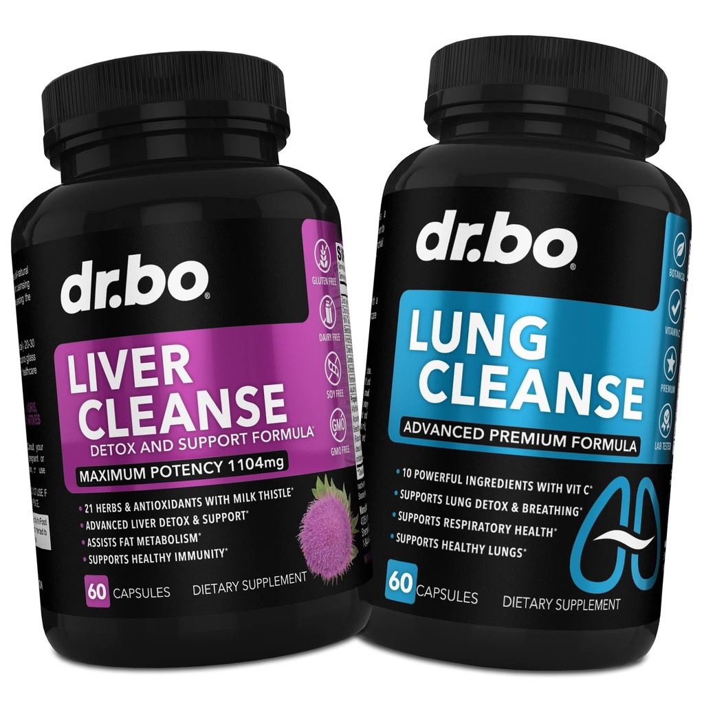 Dr. BO Játra Cleanse & Lung Support Pills - Bylinné čisticí prostředky pro podporu jater & Lung zdraví