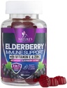 Imunitní Support Gummies - Sambucus Elderberry Gummy s Elder Berry Extract, Zinek & Vitamin C, Přírodní Vegan Imunitní Supplement pro dospělé a děti, Gummy Elderberry Vitamíny - 60 Gumy