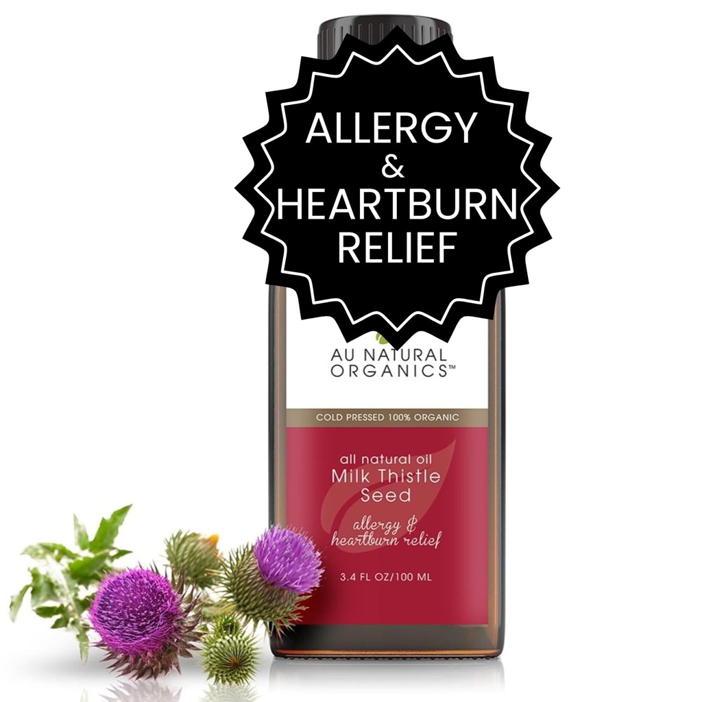Au Natural Organics Mléko Thistle Seed Oil Cold Pressed Organic PHAR124; Mléko Thistle dodatek pro podporu jater, zvýšení imunitního zdraví, stravitelné zdraví, zdraví kostí, kůže a mozku zdraví 3.4 fl oz