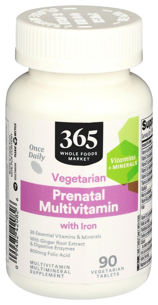 365 by All Foods Market, Prenatal Multivitamin with Iron, Vegetarian, 90 Count
