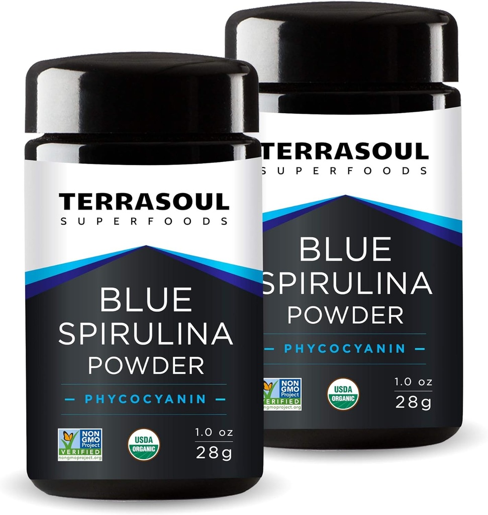 Terrasoul Superfoods Organic Blue Spirulina Powder (v Miron Glass Jar): 2 Oz (2 balení)