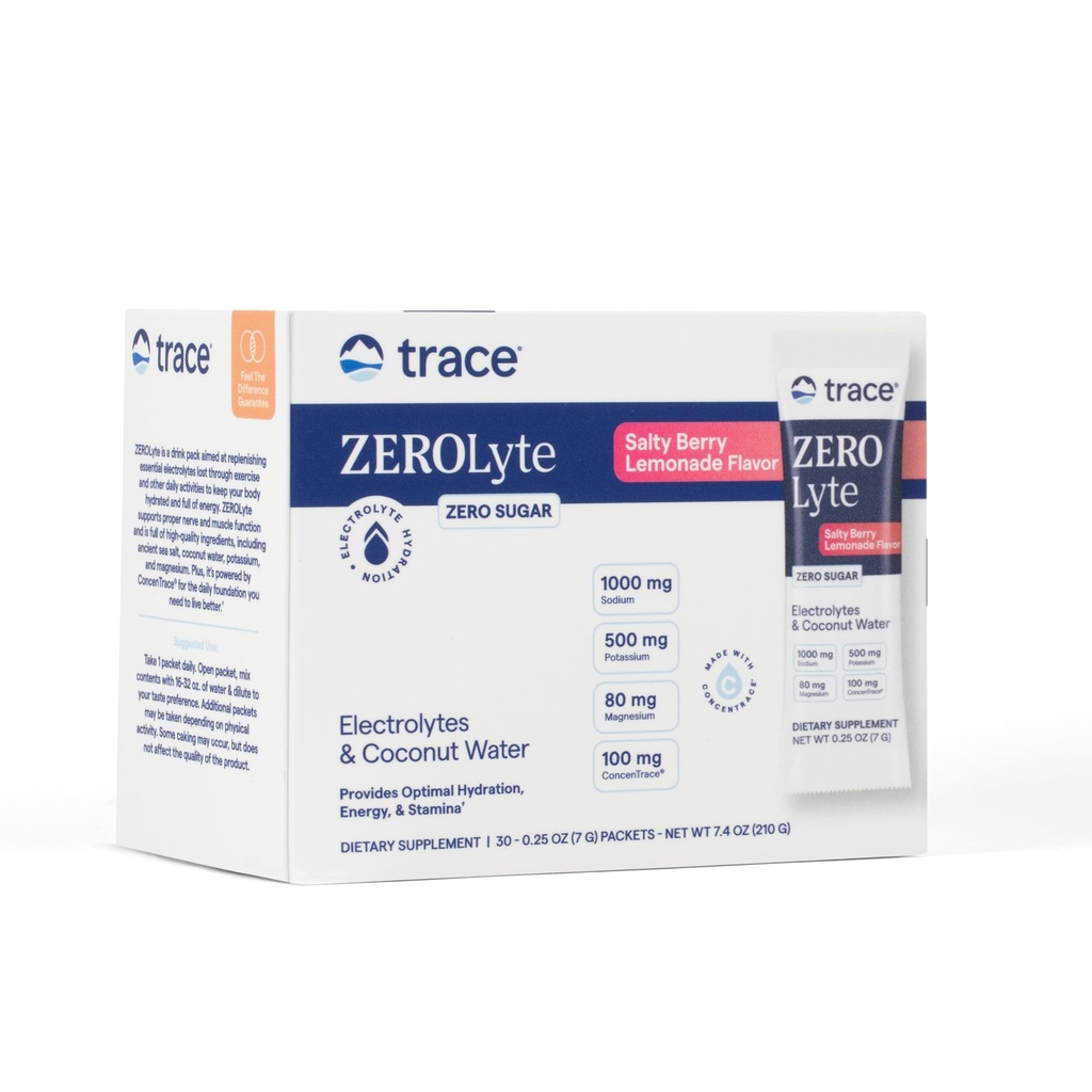 Stopy Minerály ZeroLyte - Drink Mix Powder Podporuje hydrataci a energii - AIDS Zdravé Nerve & Svalová funkce - Podpora srdce & stravovací zdraví - Slané Berry Lemonade, 30 Packets (30 Služeb)