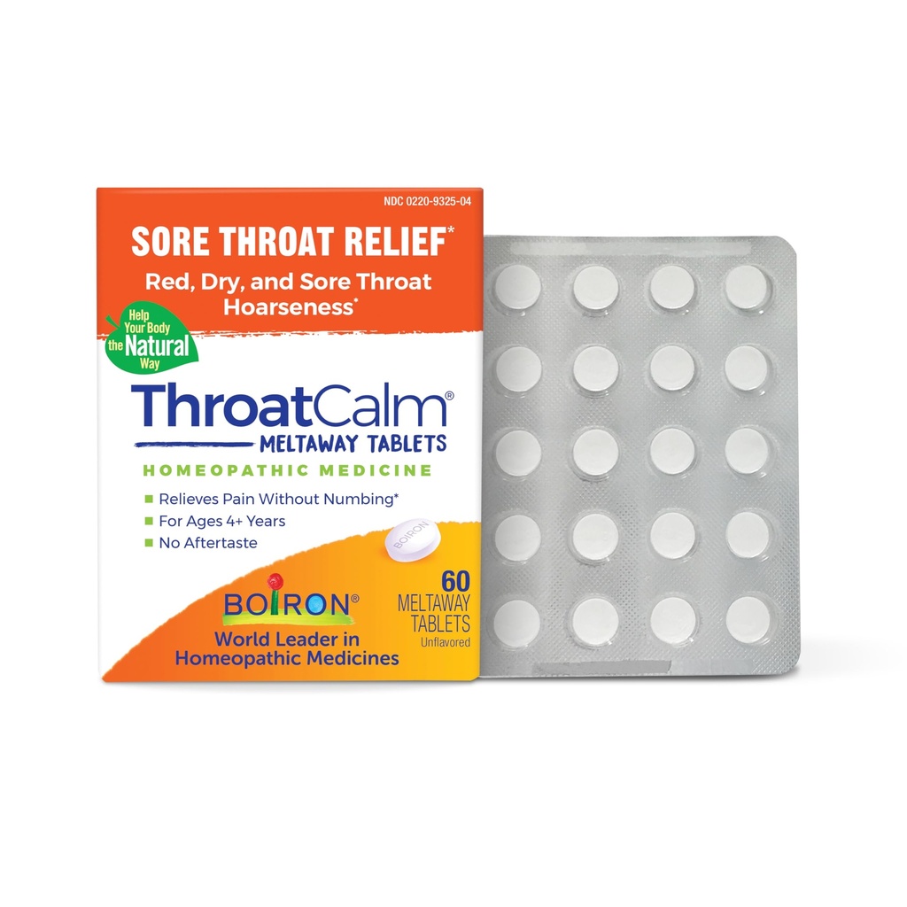 Boiron throatCalm Tablety pro úlevu od bolesti od červené, suché, Scratchy, Sore throats and Harsenless - 60 Počet