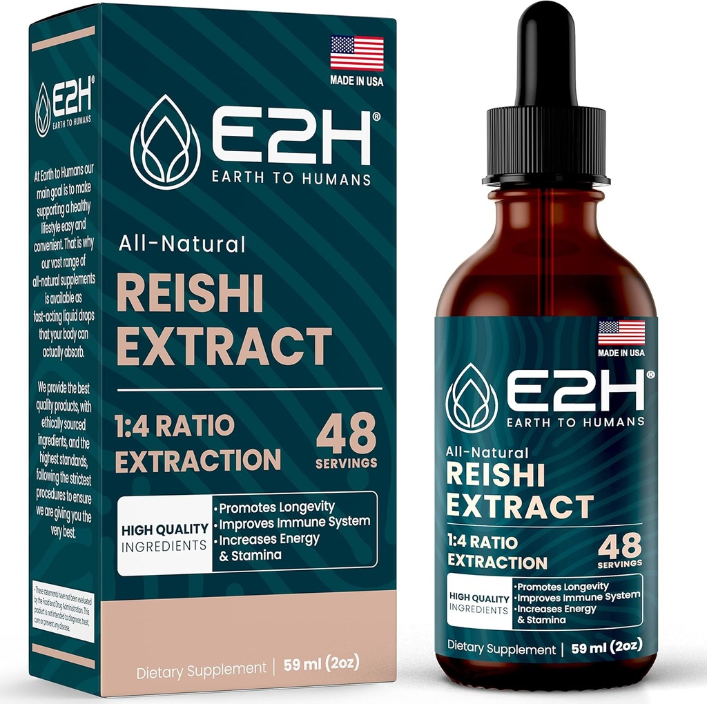 Reishi Houba Dodatek - Rychlejší absorpce než Reishi Houba Kapsle nebo Powder - Naše Reishi Houba Extract Promotes Longevity - Reishi Houba Tinktura - 2 Fl Oz by E2H