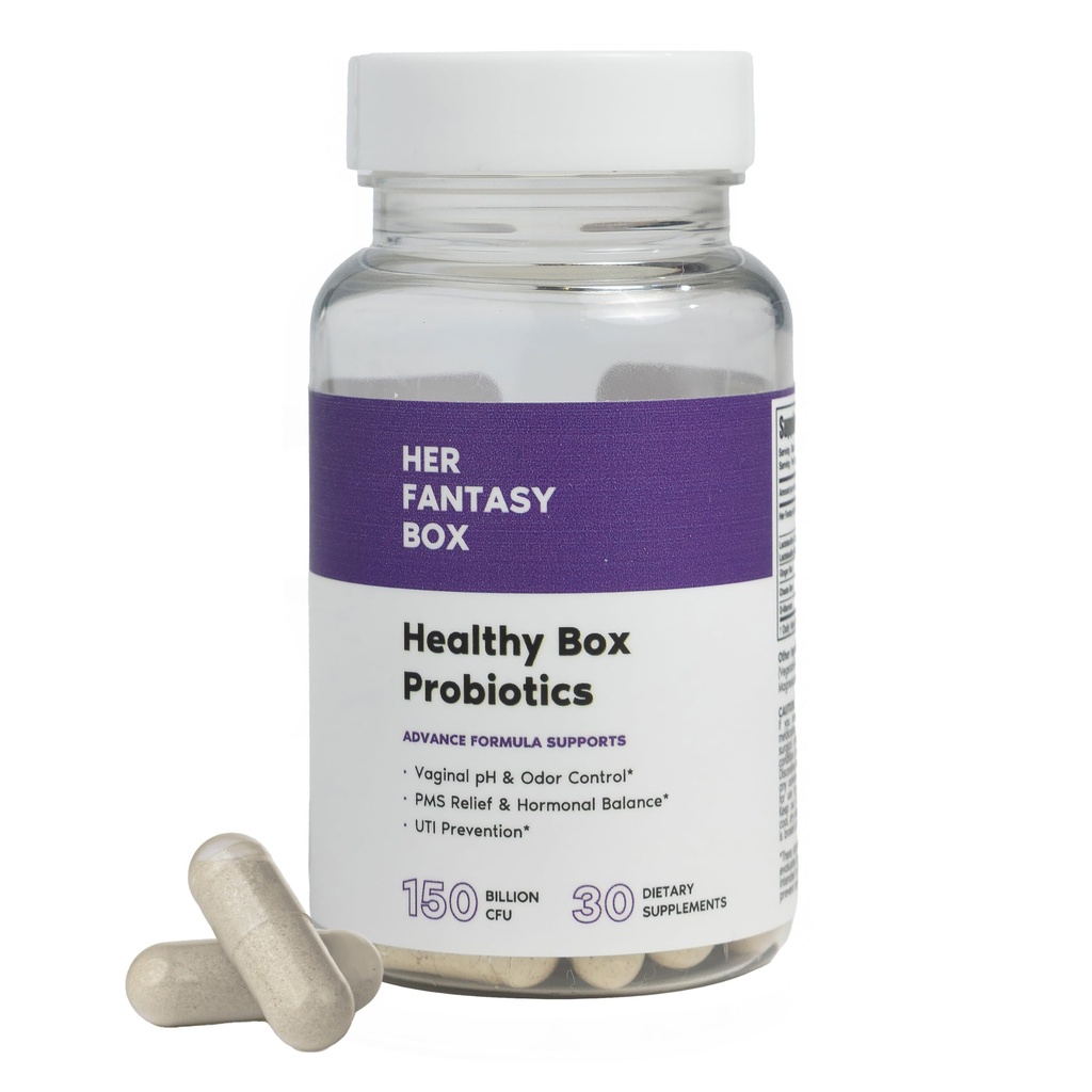 Její Fantasy Box 124; Zdravé Box 124; Vaginální Probiotika pro ženy - Prebiotika + Advanced Lactobacillus Blend - Hormonální rovnováha, PMS Relief - Feminin Podpora zdraví s Cranberry & D-Mannose