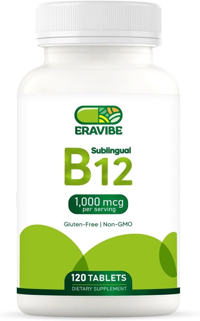 Vitamin B12 1000 mcg, 120 Tablet, přírodní třešňový flavor, gluten- Free, non-GMO, cukr zdarma, rychlé rozpuštění