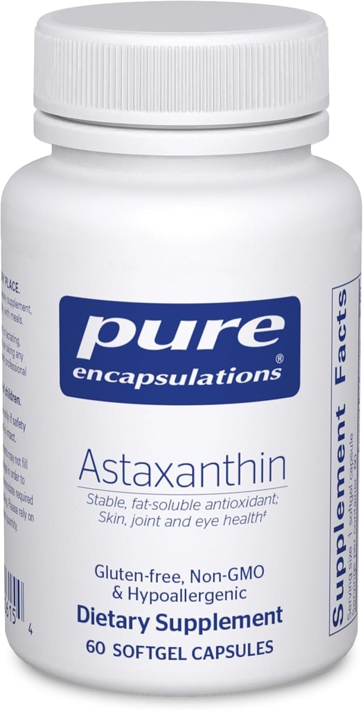 Čisté Enkapsulations Astaxanthin PHAR124; Antioxidant Supplement for Joints, Skin and Eye Health, and Free Radicals * PHARM124; 60 Softgel Kapsle