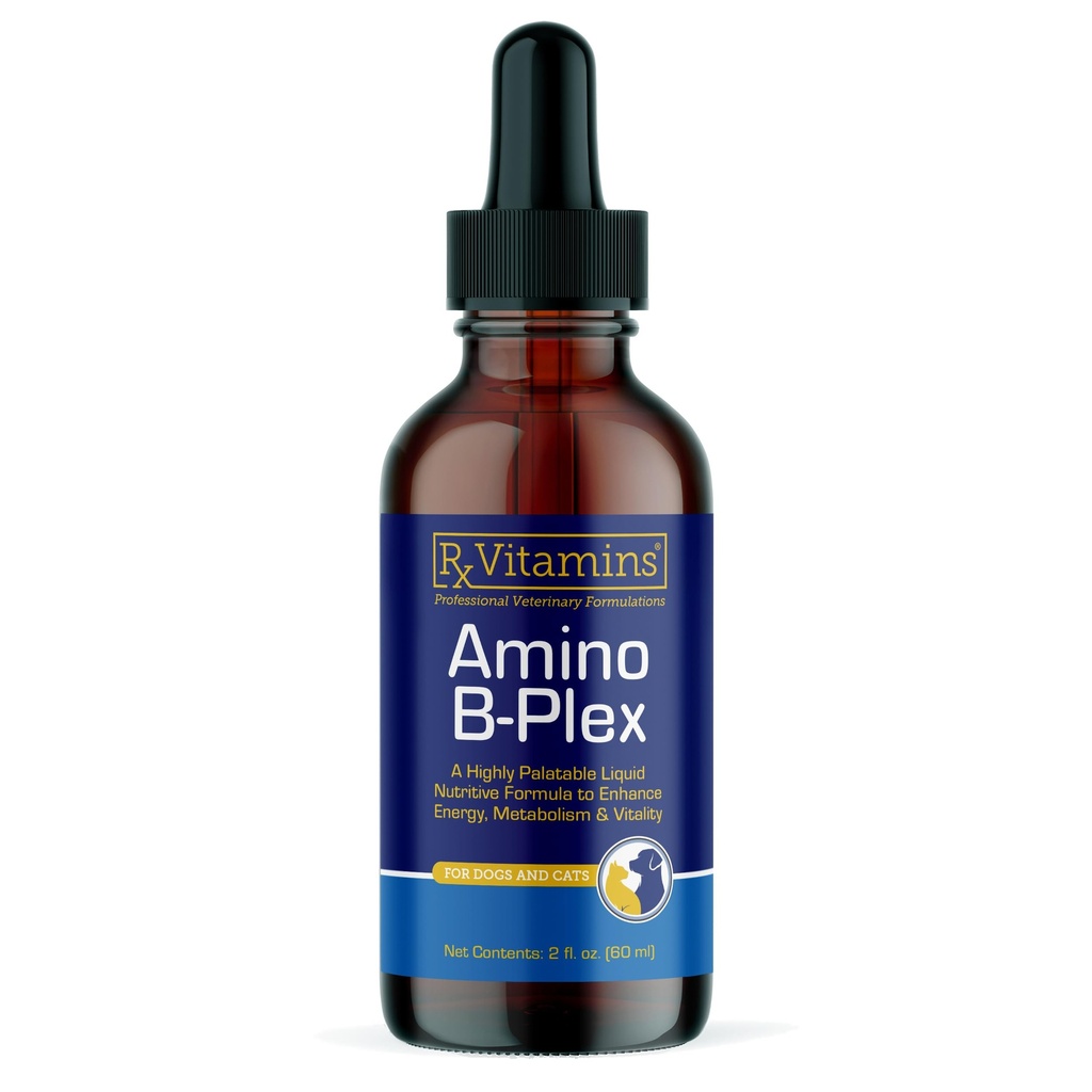 Rx Vitamíny Amino B Plex Cat & Dog Supplement - Vitamin B Complex Liquid Plus aminokyseliny pro psy & kočky - Apetit Booster and Weight Gainer Cat & Dog Vitamíny - 2 oz
