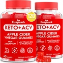 Jablečné octové gumy, Keto ACV gumy s probiotika, vitamín B12 & Keto podpora, 2000 mg ACV s matkou pro potravu, metabolismus, čištění a detox dieta, Vegan, Nízký cukr, 120 Počítá