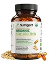 USDA Organic Soy Lecithin Supplement 800 mg, High Absorption Liquid Organic Capsules, Choline Lecithin Supplement for Brain & Jaterní Health Support, Non- GMO, gluten Free, 60 Počet