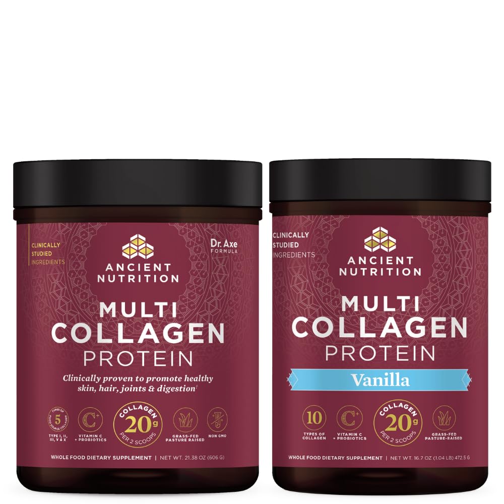 Antická výživa Multi kolagen protein prášek, bez příchutí, 60 Servings + Multi kolagen protein prášek, vanilka, 45 Servings