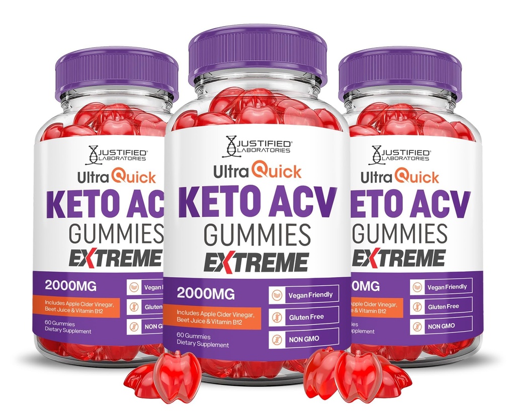 (3 Pack) Ultra rychlé Keto ACV Gummies Extreme 2000MG Ultraquick Keto Gummies Apple Cider Ocet obohacený Pomegranate Beet Juice Powder B12 Vegan Non GMO 180 Gummys