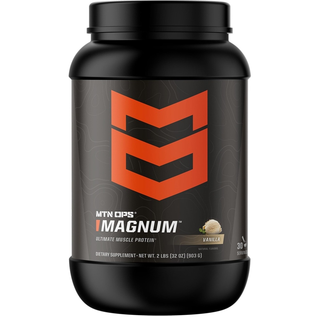 MTN OPS Magnum Vanilla Protein Powder, 23g syrovátkového izolátu protein & mléčný protein s BCAA, Nulový cukr & gluten zdarma, Vanilla Milkshake, 30-Serving Tub