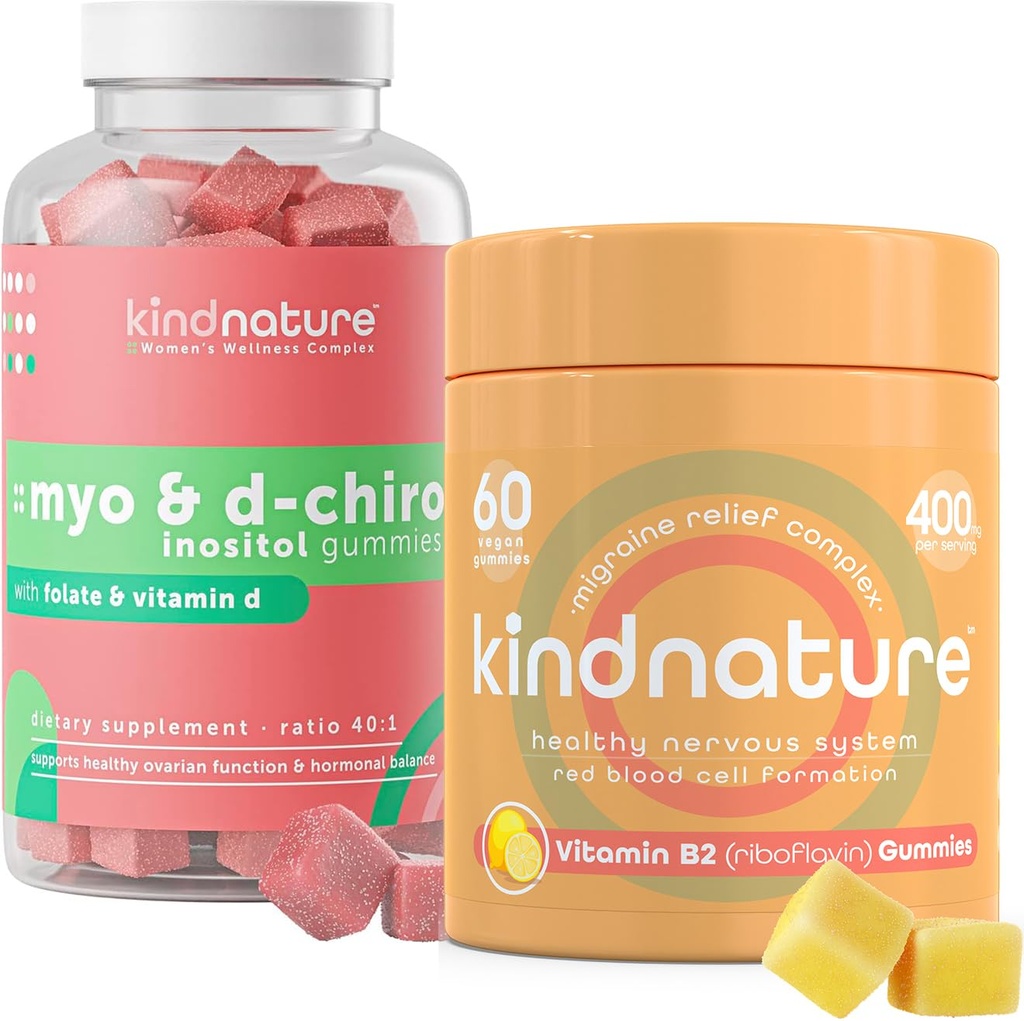 Příroda Myo-Inositol & Vitamin B2 Wellness Bundle - Hormonální rovnováha, Migréna Relief & Energy Support Gummies