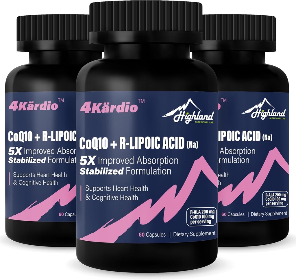 CoQ10 100mg + R- Lipoic Acid 200mg per Serving, 3 měsíční zásoba, až 5X lepší absorpce, R- Lipoic Acid / CoQ10 dodatek pro srdeční zdraví a kognitivní Health- 180 Kapsle