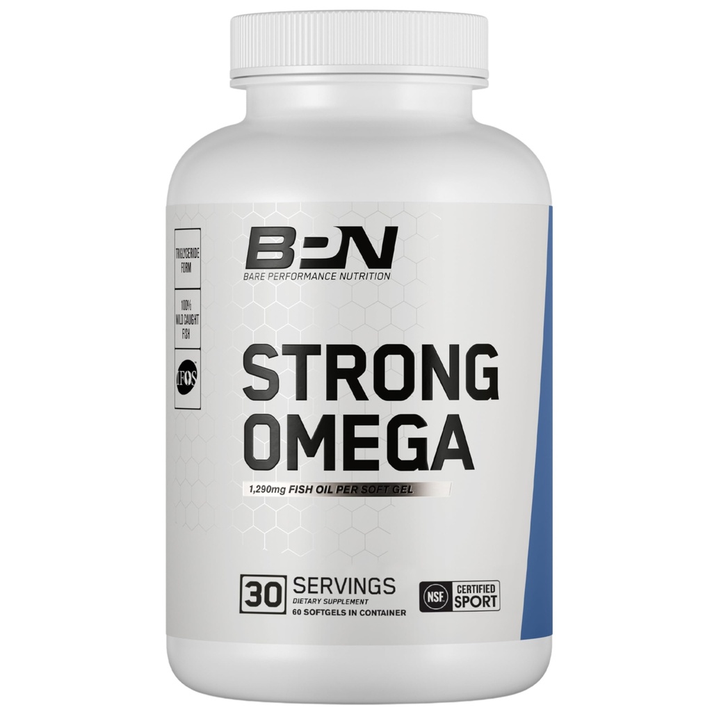 BARE VÝKONNOST VÝPOČET, BPN Silný Omega Oil Soft Gel, 1290mg Fish Oil per Capsule, Wild Caught Fish, Udržitelně sourced, IFOS Certified, 30 Servings