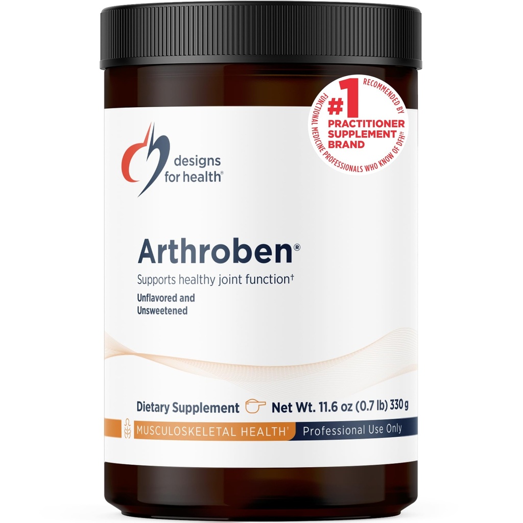 Designy pro zdraví Arthroben Neochucené / neslazené - Kolagen Peptides Powder + Botanikálie na pomoc podporu zdravé spojky - Peptides Drink Mix, Non- GMO (30 Servings / 330g)