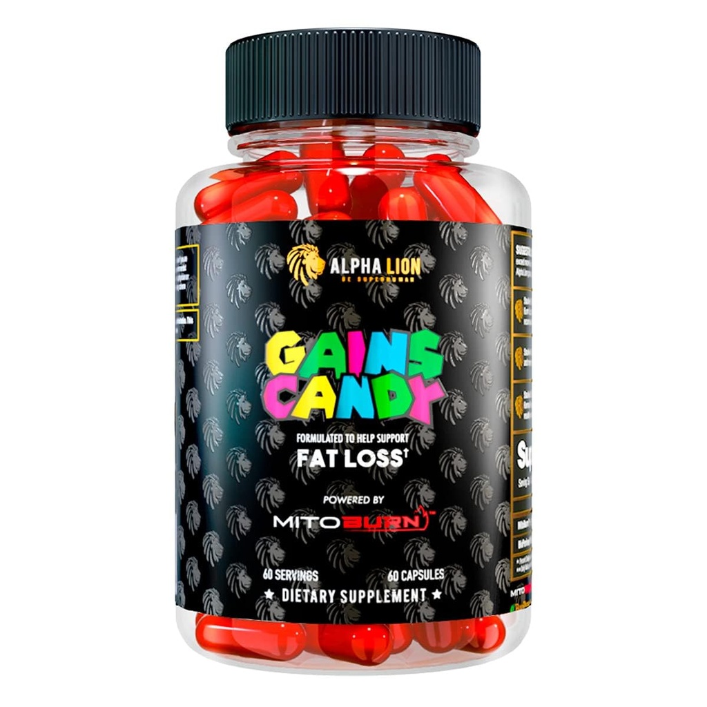 ALPHA LION zisky Candy, Doplněk pilulky, které podporují hubnutí, Appetite Suppressant, Keto-Diet Friendly, Snížit tělesný tuk, Upgrade Energy & Workout Performance, 60 Kapsle (MitoBurn ®)
