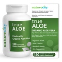 NatureCity True-Aloe Gut Health Support - 80,000mg Aloe Vera Gel Ekvivalentní Per Serving - Organic Aloe Vera (120 kapslí) pro stravovací, kožní a společnou podporu 124; Small Easy- to- Swallow pilulky