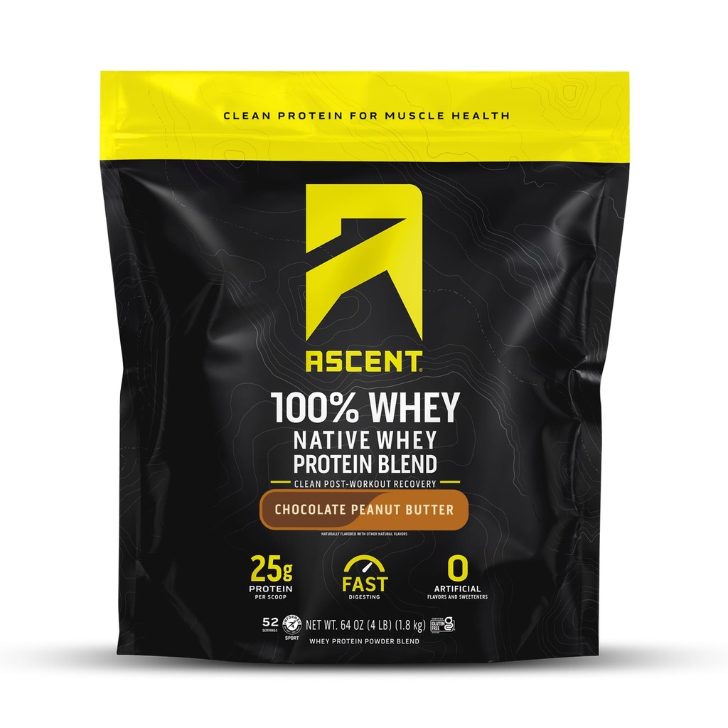 100% syrovátkový proteinový prášek - po cvičení syrovátkový izolát, nulové umělé aroma & sladkosti, gluten zdarma, 5,5g BCAA, 2,6g leucin, esenciální aminokyseliny, čokoládové arašídové máslo 4 lb
