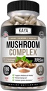 Kaya Naturals Premium Houbový komplex Potent - Houbový doplněk - Houbový komplex Kapsle 1995mg Per Serving - Podporuje imunitní systém, Wellness & Vitality - 180 Počet