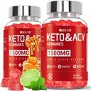 Keto ACV Gummies - 1500mg Jablečné octové gumy s granátovým želé a vitamínem B12 B6 - Lemon Honey Flavor - pro muže a ženu - GMO Free & Vegan - 120 Počet