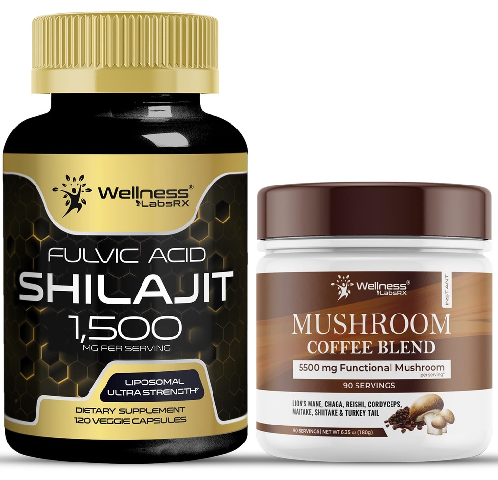 WELLNESS LABSRX Shilajit Pure Himalayan Capsules 15,000mg - Houbová směs kávy