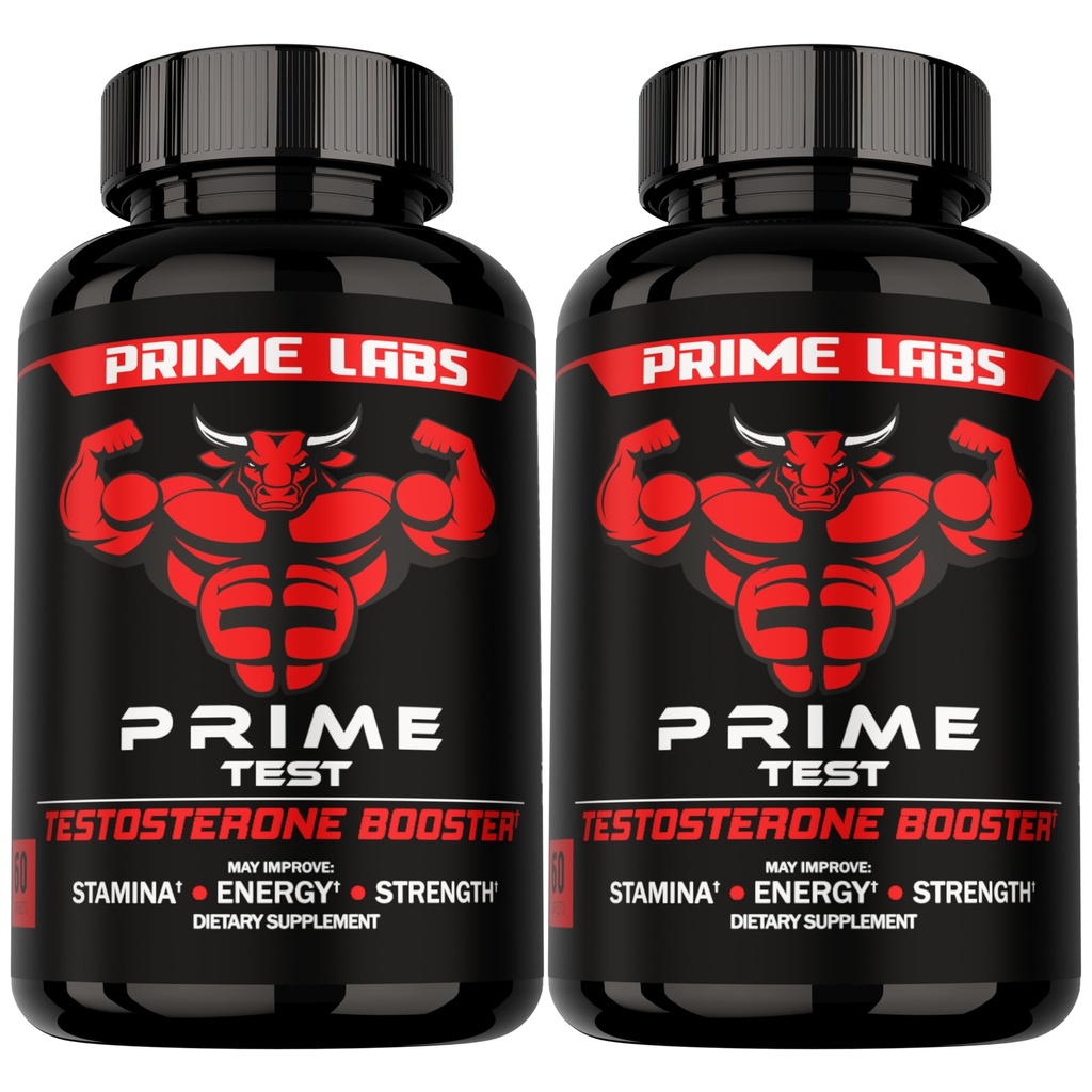 Prime Labs Testosteron Dodatek pro muže (2-Pack) - Stamina, Vytrvalost, Energie, & Síla - Pánské Testosteron Booster & Workout Dodatek - 120 Kaplety