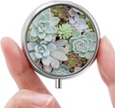 Mini Pill Box, Malé Pill Box, Přenosná Pill Box, Roztomilý Pill Organizátor pro vitamíny, Léky, Rybí olej a doplňky (Succulent)