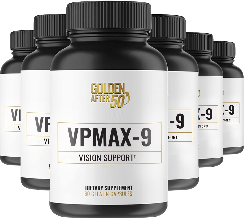 Golden After 50 VpMax-9 - Sight Care and Antioxidant Supplement with Eye Vitamins, Lutein, Lycopene and Bilberry Extract - 6 lahví