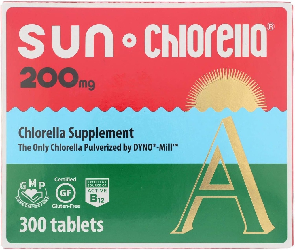 SUN CHLORELLA - Chlorella dodatek, vitamin- obohacené a vegan- Friendly tablety (200 Mg - 300 ct)