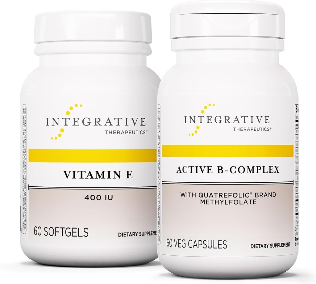 Integrační terapeutika Bundle s aktivní B- Complex, 60 Kapsle & Vitamin E, 60 Softgels - Aktivní B- Complex na podporu energie metabolismus * - Vitamin E na podporu zdraví a antioxidační aktivity *