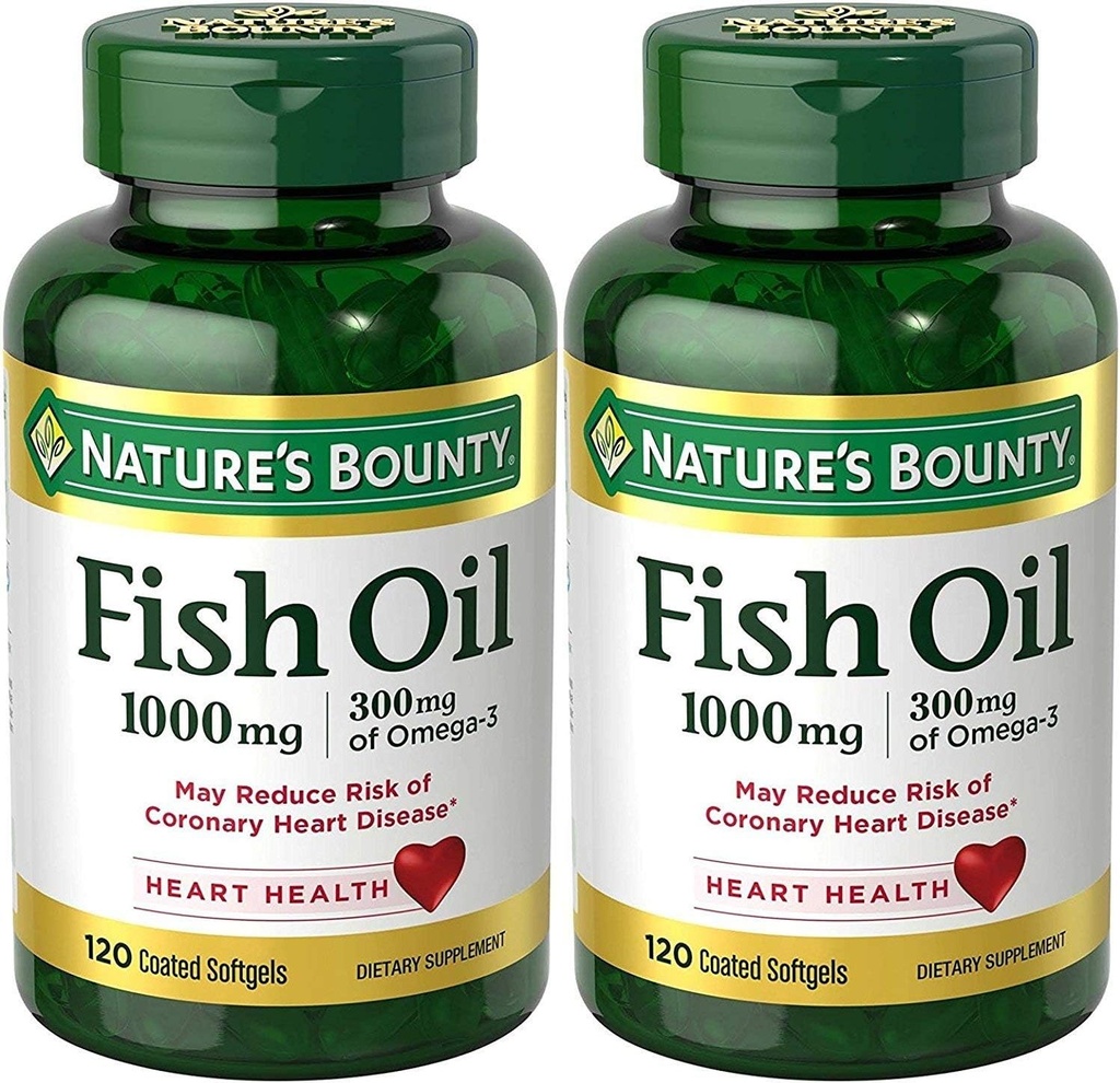 Příroda 's Bounty Fish Oil (Odorless) 1000 Mg, 240 Softgels (2 x 120 Count Bottles)