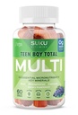 Suku dospívající chlapec Multivitaminové žvýkačky - Vitamíny A, B12, C, D3, E, zinek & biotin - Sugar- Volný vegetariánský dodatek pro energii, růst, imunitní a kostní zdraví - Grape Flavor - 60 Počet