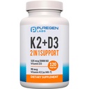 2 in 1 High Potency Formule 90mcg Vitamin K2 (MK7) a 5000 IU Vitamin D3 Dodatek I Non- GMO Formule, Snadno polykat vitamin D & K Komplex, 120 Kapsle I 4- Měsíční dodávka