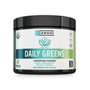 ZHOU Nutrition USDA Organic Supergreens Powder, Superfood Smoothie Juice Mix, Spirulina, Chlorella, Wheatgrass, Kale, Fiber, Imunity and Energy Support, Vegan, Non- GMO, 30 Služení