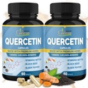 Organické Cadane 2 Packs Quercetin doplňky Kapsle, 6in1 s turmeric, Berberine, žihadlo, černé semeno, černý pepř - podporuje imunitní systém - 4 měsíce Dodávka