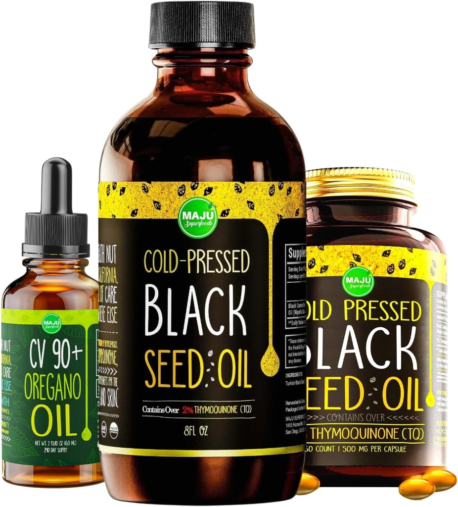 Maju Superfoods Black Seed Oil a Oregano Bundle