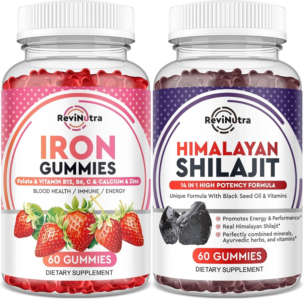 Železné gumy dodatek pro dospělé a děti 124; Shilajit Himalájské gumy 124; Bundle