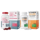Bronson Vitamin K2 (MK7) s doplňkem D3 Omega-3 Ryby + Krill Oil 1000 MG