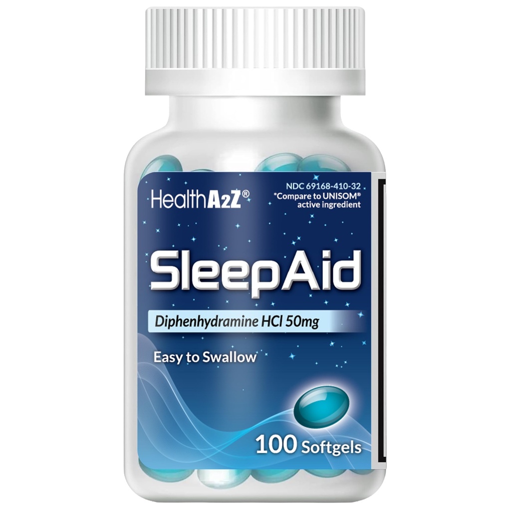 HealthA2Z Sleep Aid, Diphenhydramine Softgels, 50mg, podporuje Deepts Deeper, Restful Sleeping, Non Habit- Forming (100 Counts)