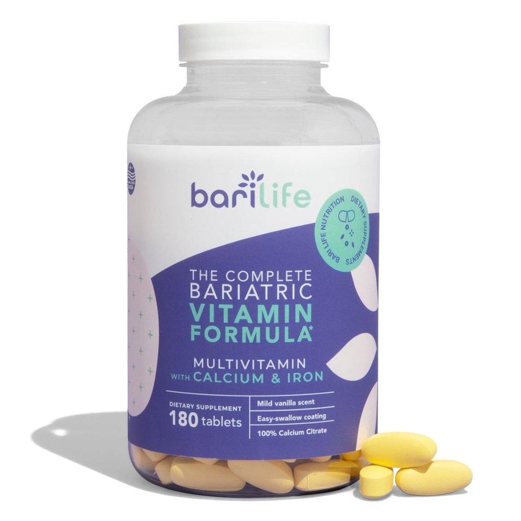 Bari Life Complete Bariatric Multivitamin Non- žvýkací tableta w / vápník Citrát a železo - 180 tablet / lahvička