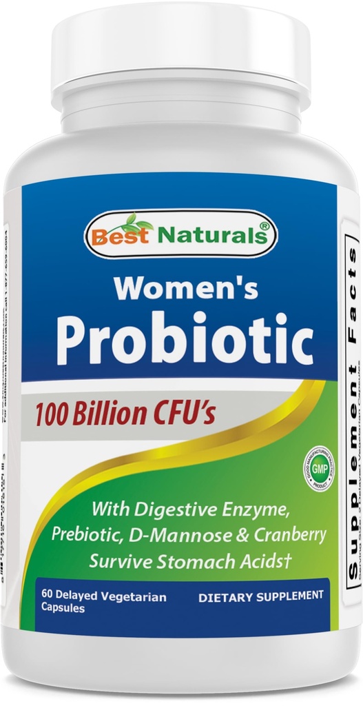 Nejlepší Naturals Probiotika pro ženy 100 Milionů CFU - 10 Strany + Prebiotika Vlákna + Digestive Enzyme Blend + Ženské zdraví Bylinné Blend - Imunitní, Digestive & Gut Zdraví - 60 Deleyaed Kapsle